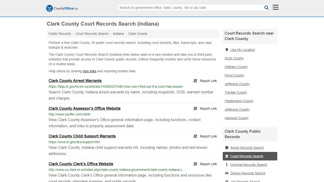 Clark County Court Records Search (Indiana) - County Office